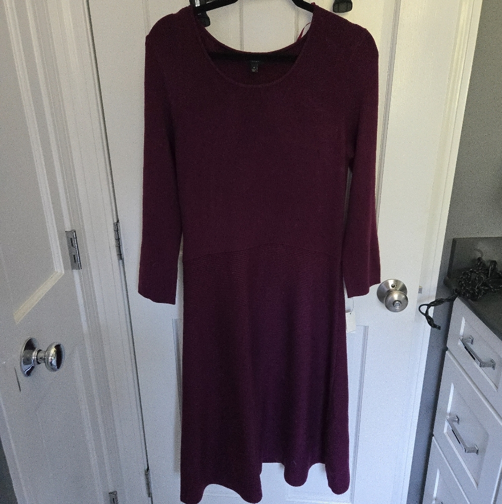 NWT Talbots Burgundy Knit Sweater Midi Dress Size Medium